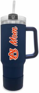 Campus Colors Collegiate 40oz Stainless Steel Travel Tumbler with Handle for Mom - Vacuum Insulated, Dual Lid & Straw, For Parents