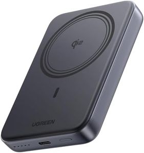 UGREEN Magnetic Power Bank Qi2 Certified 15W Fast Charging Wireless Battery Pack Slim 10000mAh Magsafe Portable Charger with 20W USB-C for iPhone 16/15/14/13/12 Series Black
