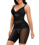 Junlan Shapewear Bodysuit for Women V Neck Butt Lifter Full Body Shaper Tummy Control Thigh Slimmer Shorts Seamless Jumpsuit One Piece (Black,L)