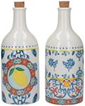 KitchenCraft World of Flavours Vinegar and Oil Bottle Set, Ceramic, Multi-Colour, 500 ml