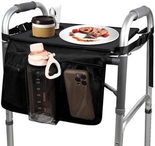 Topdatry Walker Tray for Folding Walker, Tray for Walker for Seniors Detachable with Cup Holder, Foldable Walker Accessories for Elderly,Tray Table Fits Most Standard Walkers
