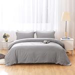 BBANGD Duvet Covers King Size - Ultra Soft and Breathable Bedding King Comforter Cover Set Washed Microfiber 3 Pieces with Zipper Closure Duvet Cover and 2 Pillow Shams (Grey)