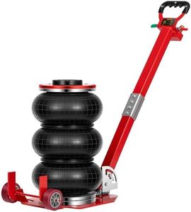 SPECSTAR 3 Ton Air Bag Jack with Wheels, 6600lbs Pneumatic Car Jack with Adjustable Long Handle, Lift Range 5.3 Inch to 15.8 Inch, 3-5S Fast Lifting, Red