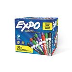 Expo Dry Erase Markers, Whiteboard Markers with Low Odour Ink, Chisel Tip, Assorted Colours, 36 Count