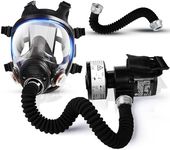 UXLXLK PAPR Respirator System Gas Mask Portable Electric Powered Air Purifying for Respirator Kit Supplied Air Respirator Blower with 40mm Filters for Tactical Spray Painting Dust Vapors Chemicals