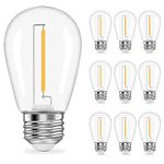 10 Pack 1 Watt LED Light Bulbs, S14 Plastic Shatterproof Replacement Light Bulbs,UL Listed Bulbs for Outdoor String Lights,100Lumens 2200K Warm White Equivalent to 11w Incandescent Bulbs, E26 Base