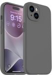 DIZORO Compatible for iPhone 15 Camera Protection Case 6.1, Slim Liquid Silicone 3 Layers Full Covered Soft Gel Rubber Phone Case Protective Cover 6.1 Inch - Dark Grey