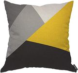 AOYEGO Gray Yellow and Black Geometric Throw Pillow Cover Patchwork Contemporary Creative Fashion Collage Simple Modern Collage Pillow Case 18x18 Inch Decorative Men Women Room Cushion Cover