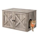 Feandrea Cat Litter Box Enclosure, Hidden Litter Box Furniture with Removable Divider, End Table, Indoor Cat House, 80 x 53 x 50 cm, Heather Greige PCL002G01