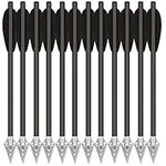 HUNTSPM 6.3" Pistol Crossbow Bolts, Aluminium Crossbow Arrows,Mini Crossbow Bolts with Broadhead Tips for 50-80lbs Pistol Crossbow Precision Target Practicing Shooting and Small Hunting (12pcs Black)