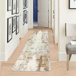 famibay Runner Rugs for Hallway Non Slip Kitchen Runner Washable Rug Runner Modern Abstract Soft Low Pile Carpet Runners for Hallway 2 x 6 Feet(Beige/Camel)