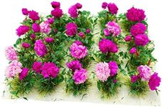 PrettyLife 20Pcs Miniature Flower Cluster Grass Flower Tufts for Mini Dollhouse Fairy Garden Railway Simulated Static Scenery Micro Landscape Model (Rose)