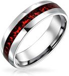 Red Crystal Eternity Band Ring for January Birth Month Men Women Silver Tone Stainless Steel