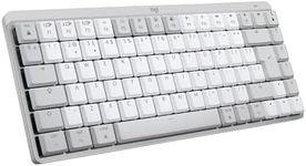 Logitech MX Mechanical Mini for Mac Wireless Illuminated Keyboard, Low-Profile Performance Switches, Tactile Quiet Keys, Backlit, Bluetooth, USB-C, Apple, iPad, QWERTY UK English - Pale Grey