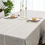 Home Brilliant Tablecloths Rectangular, Cotton Linen Tablecloth, Faux Burlap Table Cloth for Kitchen Dinning Striped Tabletop (132x183 cm, 52 x 72 Inch, Light Linen)