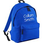 Personalised Embroidered Name Junior School Backpack Bag (Royal Blue)