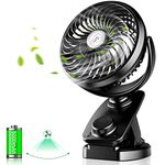 [Auto Oscillation] Clip-on Desk Fan | 5000mAh USB Rechargeable Battery | Stepless Speed Powerful Breeze Table Fan | 350° Rotation Portable Quiet Clamp Fan for Pram Stroller Bed Home Office Camping