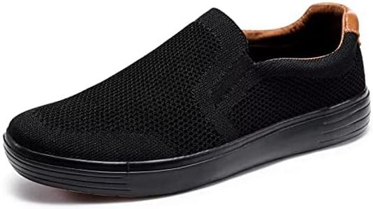 TIOSEBON Men's Memory Foam Mesh Walking Shoes Arch Support Comfort Slip-on Loafer Black 10.5 US