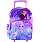 Disney Frozen 2 Elsa & Anna Kids Backpack 16" Rolling/Roller Large Bag 20225, Purple, 16, Daypack Backpack