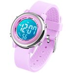 VenSten Girls Digital Watch - Kids Sports Waterproof Electrical Outdoor Stopwatch Alarm 7 Color LED Luminescent Watches for Youth Girl