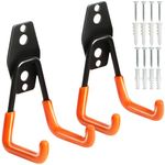 KURUI Heavy Duty Garage Hooks for Hanging, 2 Pack Garage Storage Hooks for Ladder Extension Cord Tool Cable, Wall Mount Small Utility U Hooks, Garage Hanger&Organizer