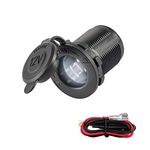 UYYE Universal 12V/27V Car Cigarette Lighter Socket, for Car Marine Motorcycle ATV RV and More, Car Interior Accessories with Waterproof Receptacle（LED White）