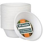 HAAGO - 50 Sugarcane Small Paper Bowls Biodegradable & Compostable Eco Soup & Snack Bowl for Hot & Cold Food - 350 ml