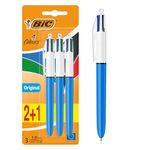 BIC 4 Colours Pens Multicolour Original - Retractable Ballpoint Pens - Pack of 3