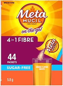 Metamucil, Daily Psyllium Husk Powder Supplement Packets, Sugar-Free, 4-in-1 Fibre for Digestive Health, Orange Smooth Flavored Drink, 44 Servings