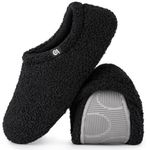 VeraCosy Ladies' Fuzzy Curly Fur Memory Foam Slippers Anti-Slip Lightweight Breathable House Shoes, Black, 5/6 UK