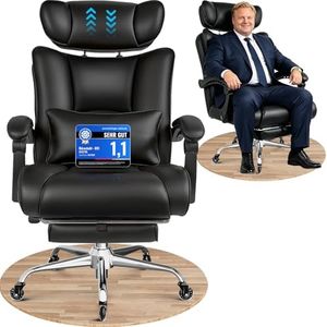 BASETBL Bürostuhl 200kg, Chefsessel mit 4-stufiger Gasdruckfeder, 3D Armlehnen, Verstellbarer Lendenstütze & Kopfstütze, Leises Gummirollen, XXL breiter Sitz, EN12520, ergonomischer Schreibtischstuhl