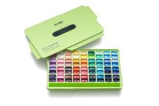 THOOVI - HIMI - Gouache Paint - Twin Cups - 72 Colours - 12g Jelly Cups - Non Toxic Paint for Paper - Canvas and Professionals, Multicolour (Green Apple Case)