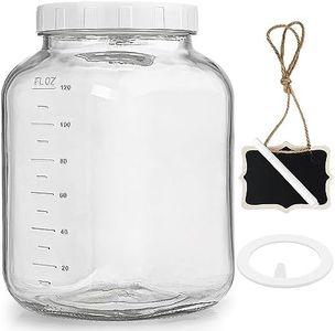 Folinstall 1 Gallon Glass Storage Jar with Lid, Large Mason Jar Wide Mouth with Airtight Lid and Silicone Gasket - Cookie Jar with 2 Scale Mark (Extra Tag and Marker Pen)