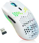 Wireless Gaming Mouse with Honeycomb Texture, 11 Backlight, RGB Chrome, 3400 DPI, 6 Programmed Buttons, USB Receiver, Energy Saving Wireless Mouse for PC/Mac/Laptop, White