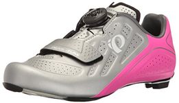 PEARL IZUMI Women's W Elite Road v5 Cycling Shoe, Silver/Pink Glo, 38 M EU