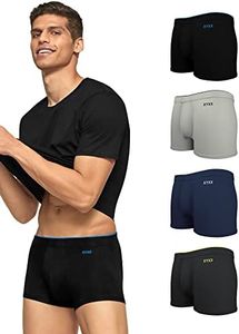 XYXX Men's Underwear Uno IntelliSoft Antimicrobial Micro Modal Trunk Pack of 5 (Dress Blue ; Coral Grey ; Black ; Heather Grey ; Black; L)