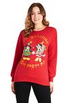 Disney Christmas Jumper Women, Minnie & Mickey Mouse (Red Party, M)