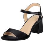 ZriEy 2.8 Inch Strappy Chunky Block Heeled Sandals for Women Open Toe Ankle Strap Mid High Heels Weddings Parties Daily Wear Shoes, Black, 5