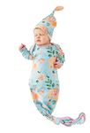 Baby Be Mine Knotted Baby Gown, Long Sleeve Infant Sleepwear Pajama Set (Jade)