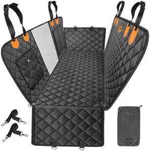 Dog Car Seat Cover 5 in 1 with free Micro Fiber Towel, Waterproof Back Seat Protector with Mesh Window And Storage Pocket, Non Slip Scratch Proof Machine Washable, Universal fits Trucks SUV