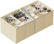 SUOCO 2 Pack Shoe Organizer for Closet, Fits up to 32 Pairs, Small Space Shoe Storage Boxes Bins Containers w/Adjustable Dividers and Clear Top, Black, Beige