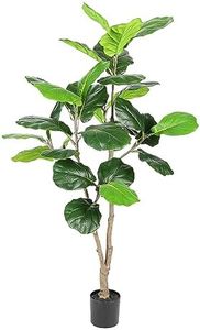 Realead 4ft Fiddle Leaf Fig Tree Artificial - Fake Fig Leaf Tree Faux Plants in Plastic Nursery Pot for Modern Home Office Living Room Indoor Decor​