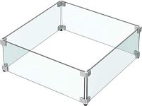 MESIDA 17.5"x17.5"x6" Fire Pit Glass Wind Guard, Tempered Glass Firepit Table Shield, Thick and Sturdy, with Hard Aluminum Corner Bracket