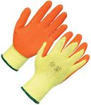 24 Pair Latex Coated Orange Rubber Work Gloves Mens Safety Builders Gardening Scaffolding Mens Safety Gloves (X-Large/10)