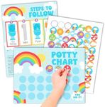 Hadley Designs Potty Training Chart for Toddlers Boys -10 Sticker Potty Chart for Toddlers Girls, 8.5x11" Potty Training Sticker Charts for Toilet Success, Rainbow Toddler Reward Chart for Kids