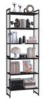 WINSTAR Customizable Metal Multipurpose Utility Rack | Heavy Duty Metal Book Shelf | Bookcase with Metal Frames | Shelf Storage Organizer for Kitchen, Living Room & Home Decor (6 Tier, Black)