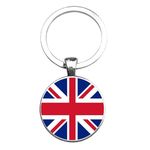 Art Attack British Flag Keychain, United Kingdom England English Union Jack Great Britain Map Country History Love Heart Key Chain (Silver), Silver, Small