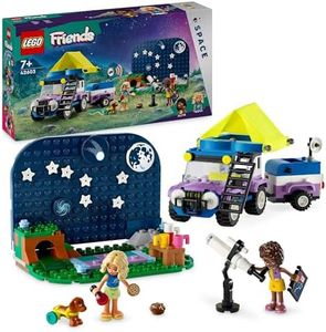 LEGO Friends Camping-Van Sotto le Stelle, Giochi per Bambine e Bambini da 7 Anni con Telescopio Giocattolo, Modellino di Auto 4x4, Mini Bamboline di Nova e Aliya e un Cane, Regalo di Compleanno 42603