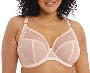 Elomi Women's Matilda Plunge Bra. Three-Piece Cups Sheer Mesh Cups Side Support Panels Moveable J-Hook for Racerback DD+ Bras, Pearl Blush, 36FF