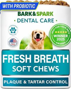 BARK&SPARK Dog Teeth Breath Freshener Chews, Dental Cleaning Treats for Bright Smile, Plaque and Tartar Advanced Remover for Dogs, Pet Oral Care Bright Pro Formula w/Natural Ingredients - 90 Servings